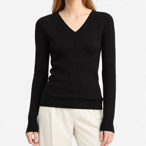 Aelwyn  - Fine Knit V Neck Jumper Layering Under Coats