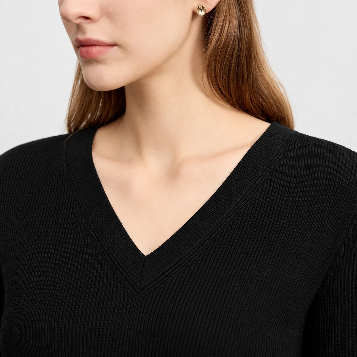Aelwyn  - Fine Knit V Neck Jumper Layering Under Coats