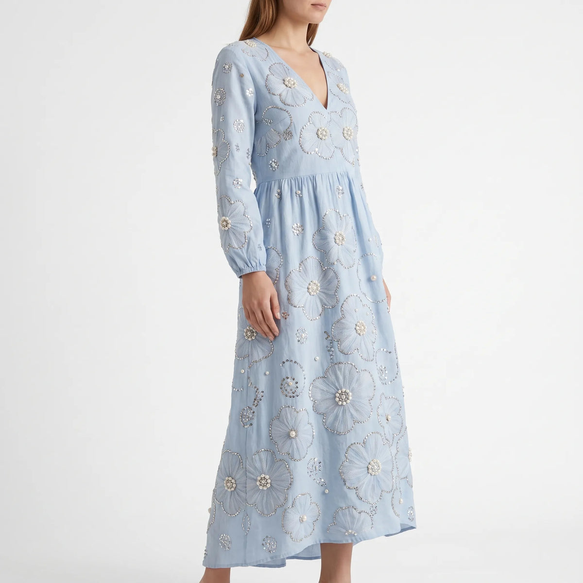 Aerali  - Textured Floral Midi Dress Springtime Daily Wear
