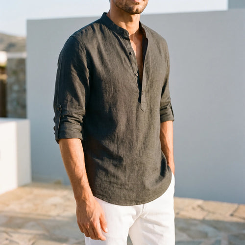 Aereon  - Stand Collar Summer Shirt Casual Daytime Wear