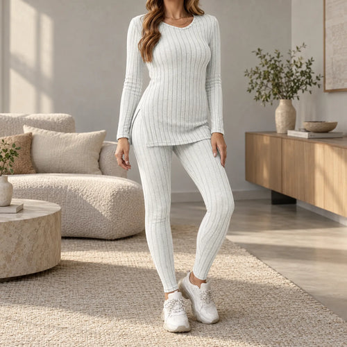 Aeresse  - Ribbed Knit Co-Ord Set Casual Weekend Wear