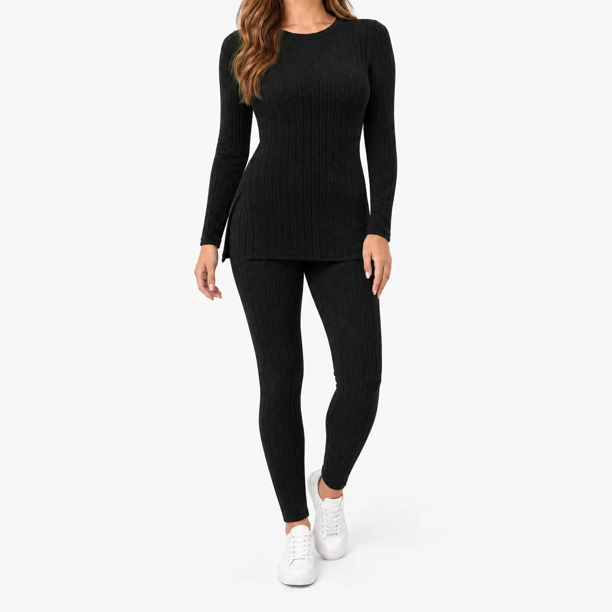 Aeresse  - Ribbed Knit Co-Ord Set Casual Weekend Wear