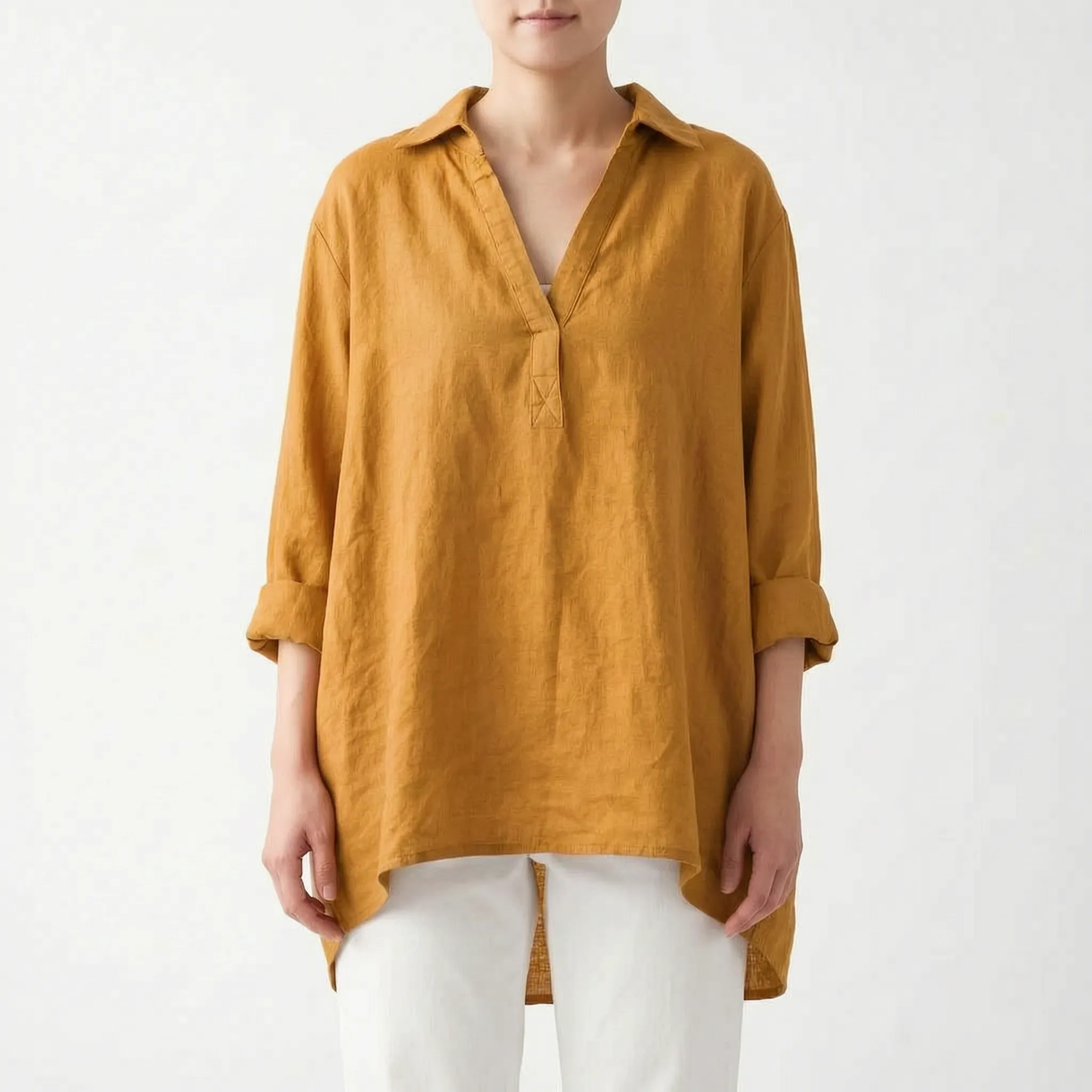 Aethra  - Loose Fit V-Neck Blouse Warm-Weather Wear