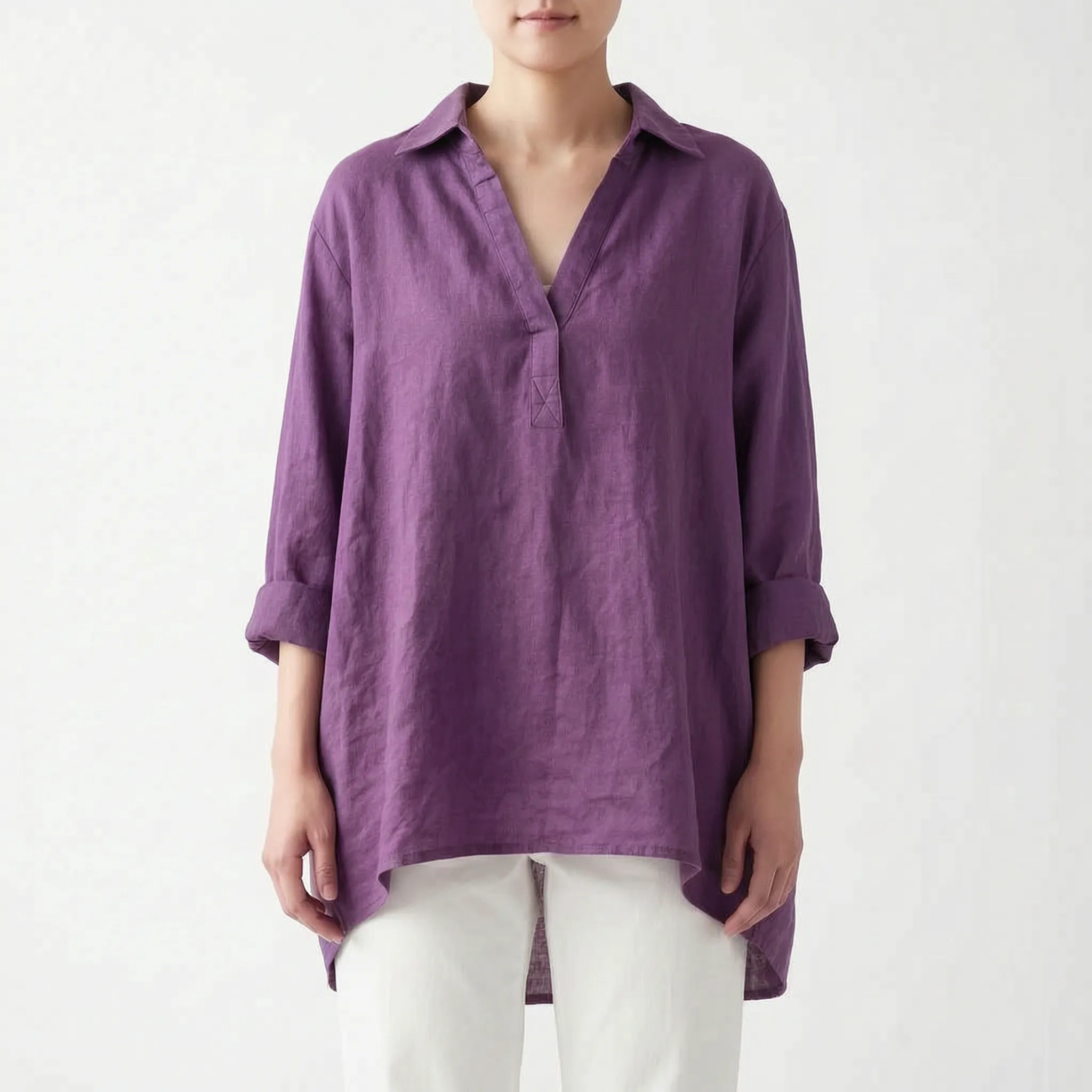 Aethra  - Loose Fit V-Neck Blouse Warm-Weather Wear