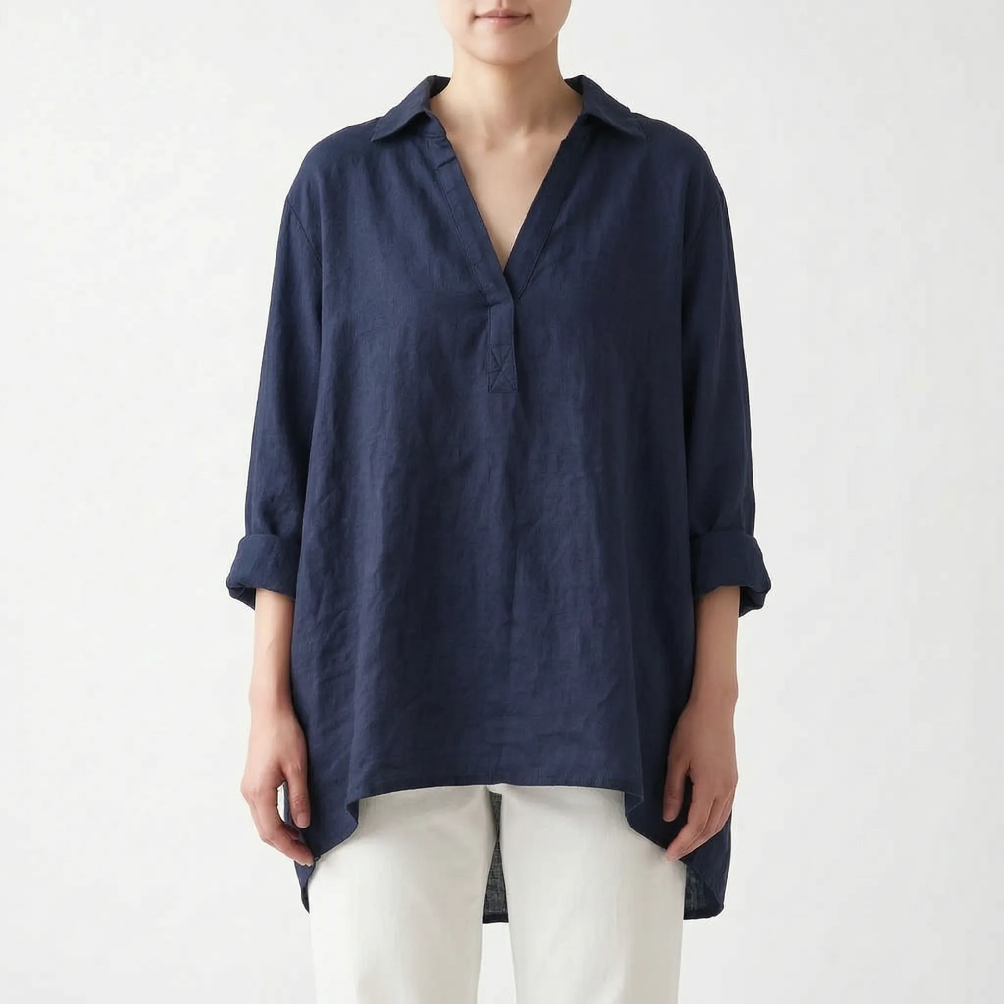 Aethra  - Loose Fit V-Neck Blouse Warm-Weather Wear