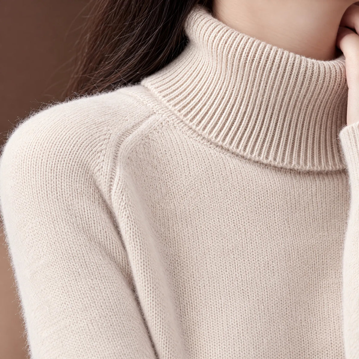 Ainsley  - Loose-Fitting Women's Roll Neck Jumper Layering Under Coats