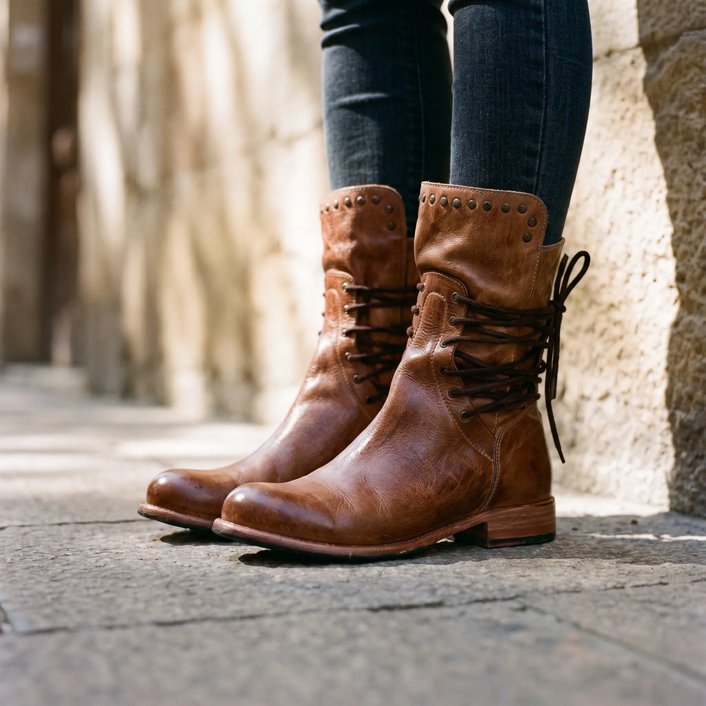 AlishaBoots  - Ladies Lace-Up Ankle Boots Everyday Walking