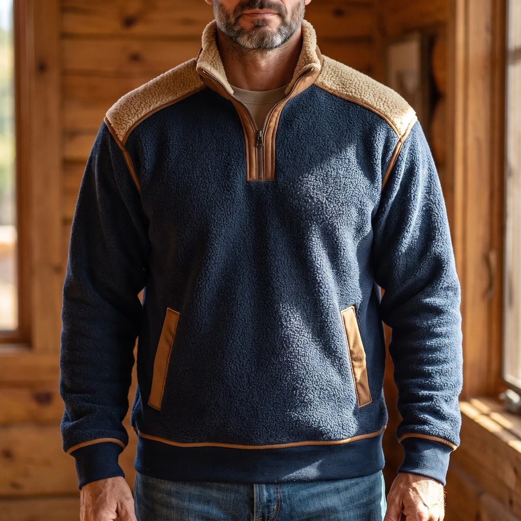AlpineTrek  - Quarter Zip Textured Pullover Jumper Outdoor Adventures