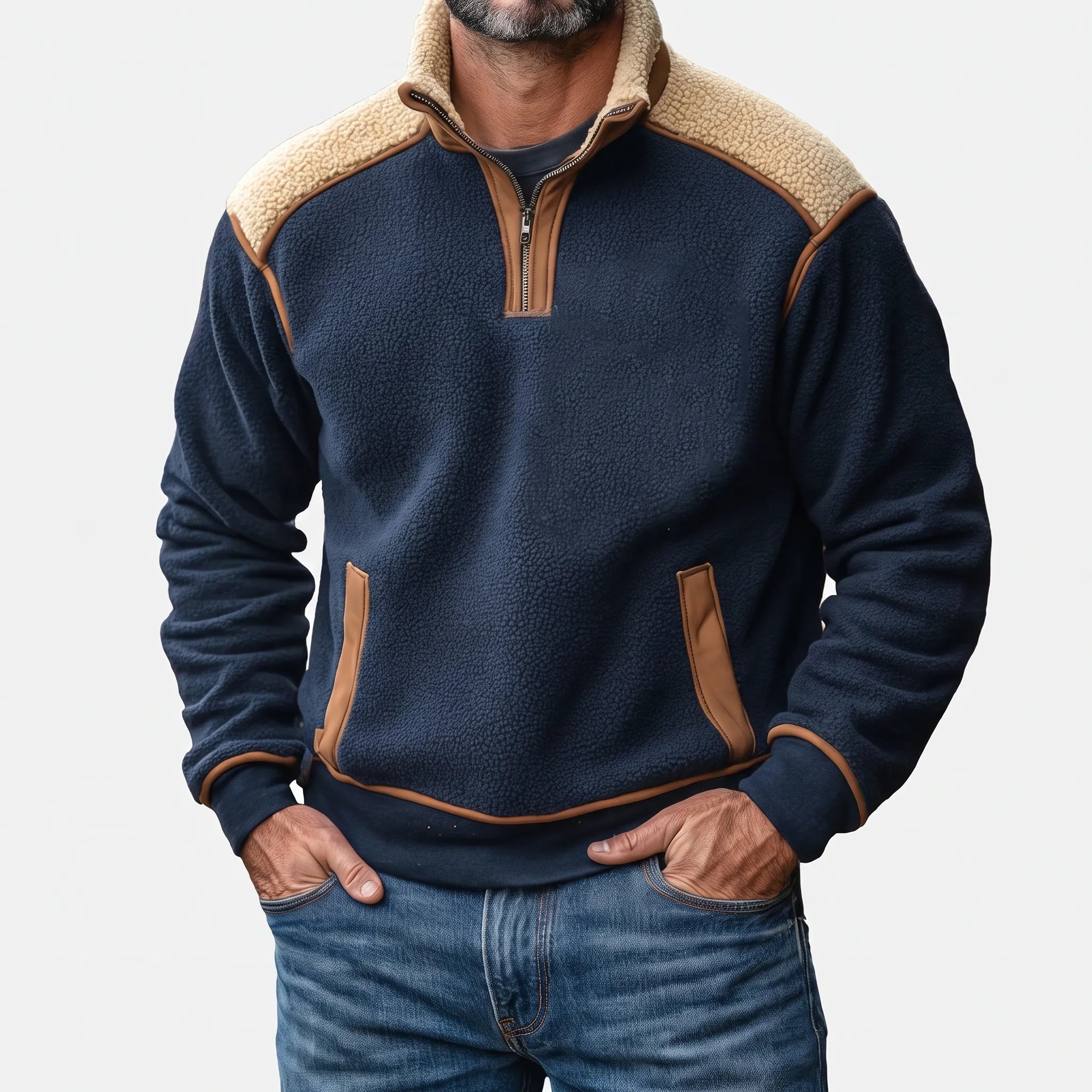 AlpineTrek  - Quarter Zip Textured Pullover Jumper Outdoor Adventures