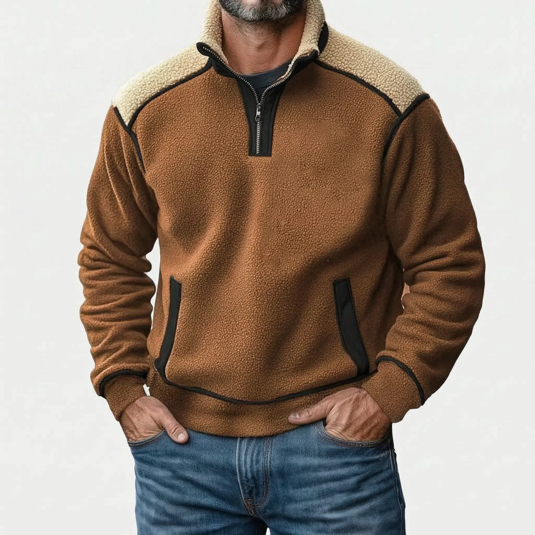 AlpineTrek  - Quarter Zip Textured Pullover Jumper Outdoor Adventures