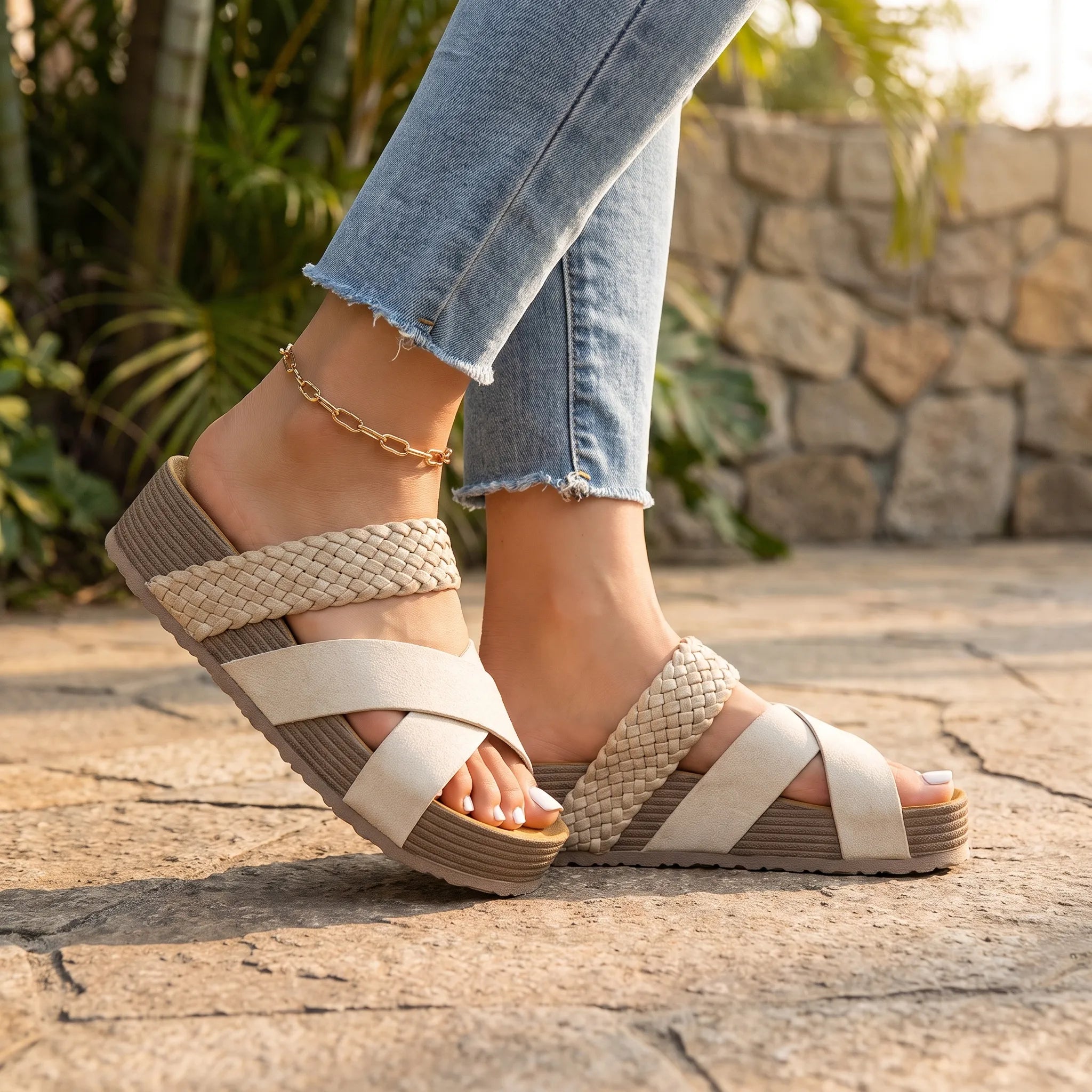Altina  - Slip-On Platform Sandals Warm-Weather Walking