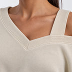 Women's two-piece midi dress set with long-sleeve V-neck jumper and fitted ribbed dress