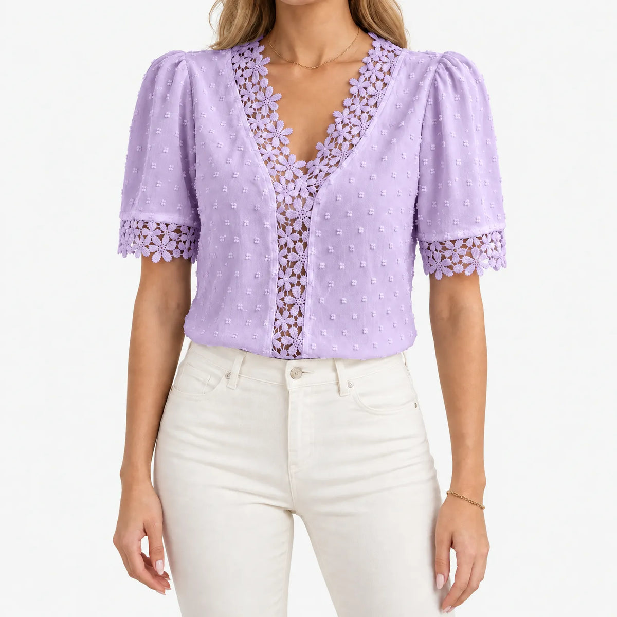 Amelie  - Short Sleeve Lace Top Elevate Casual Wear