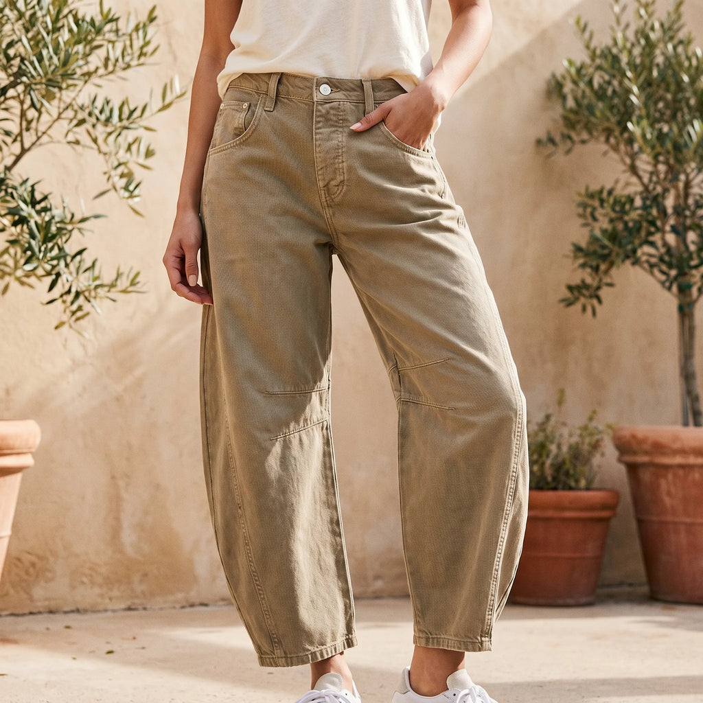 ArcaFit  - High-Waisted Barrel Leg Jeans Casual Everyday Wear
