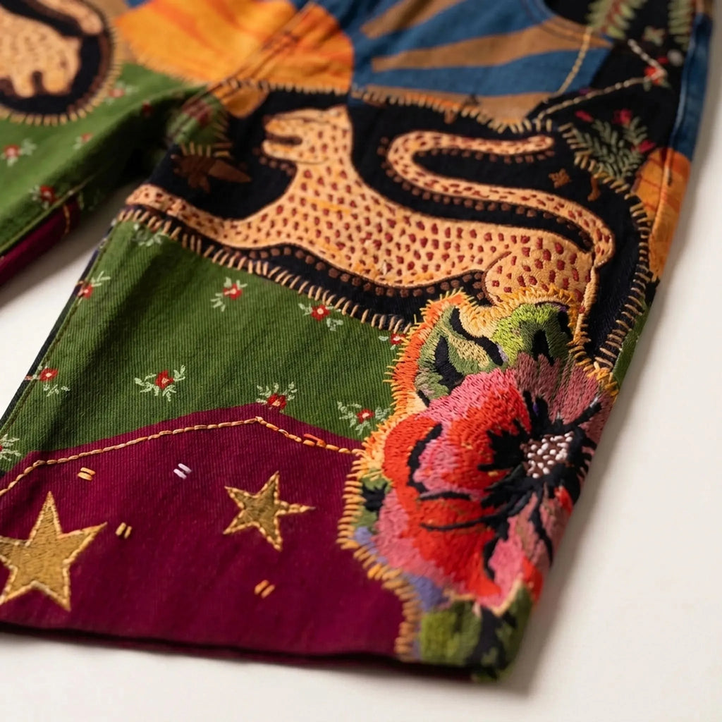 Artica  - Vintage Print Wide Leg Trousers Casual Outings