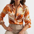 AuraBlouse  - Long Sleeve Patterned Blouse Office Attire