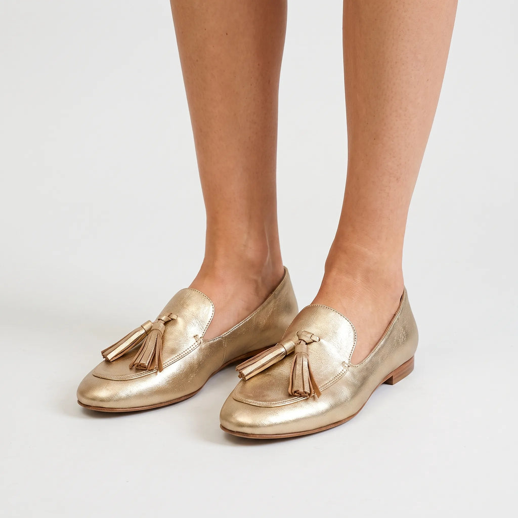 Aurelia  - Metallic Gold Slip-On Tassel Loafers Smart-Casual Events