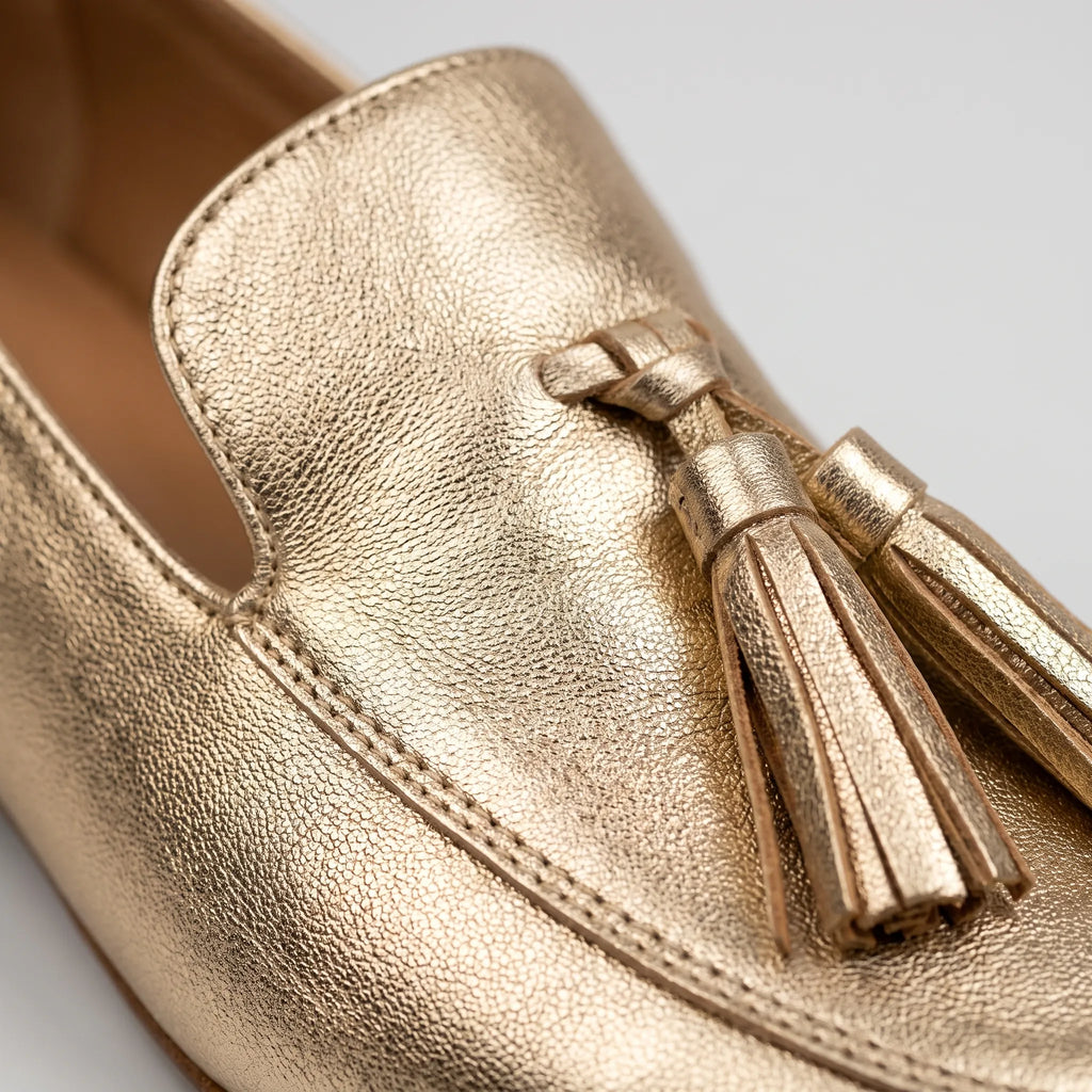 Aurelia  - Metallic Gold Slip-On Tassel Loafers Smart-Casual Events