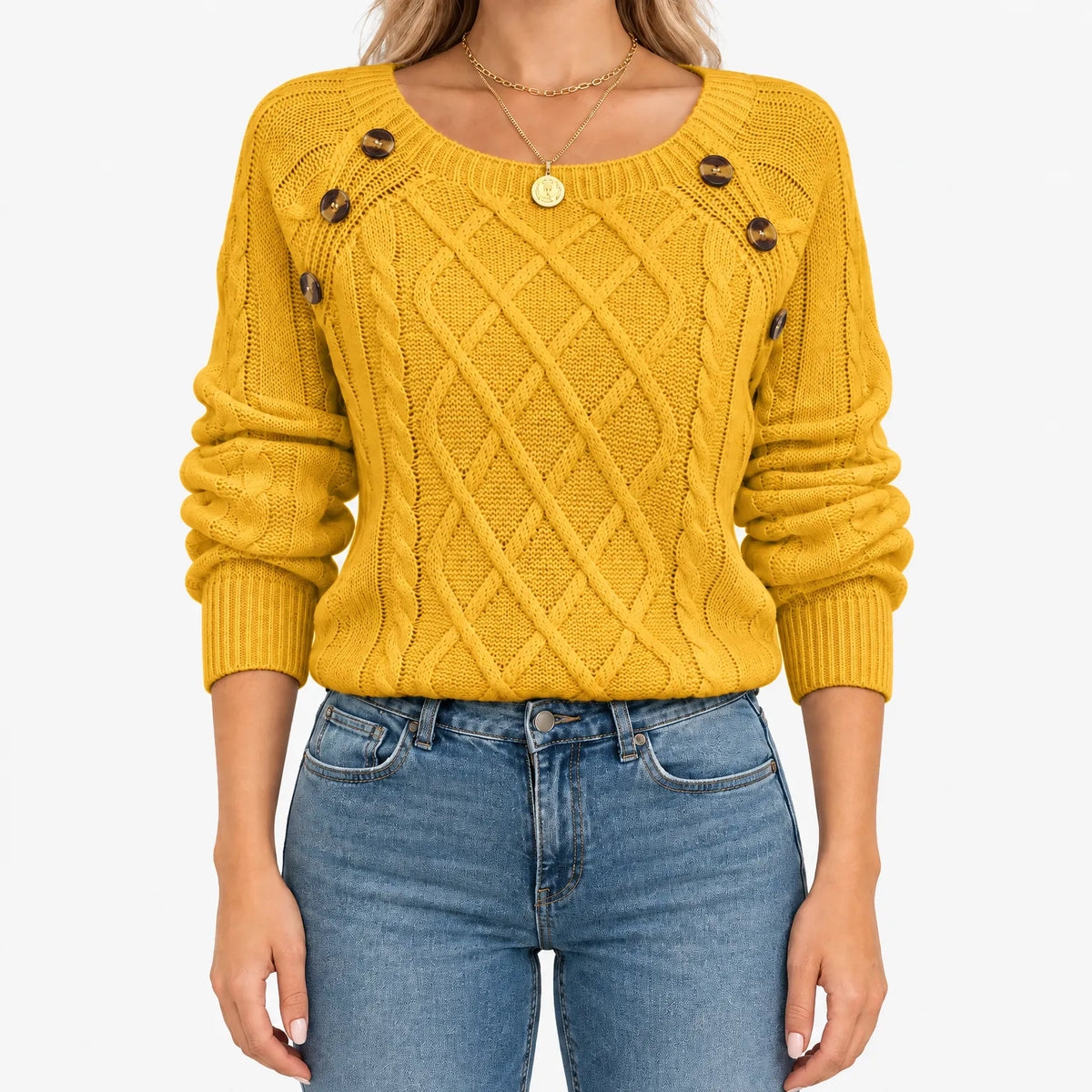 Avenel  - Textured Round Neck Knitted Jumper Layering Over Shirts