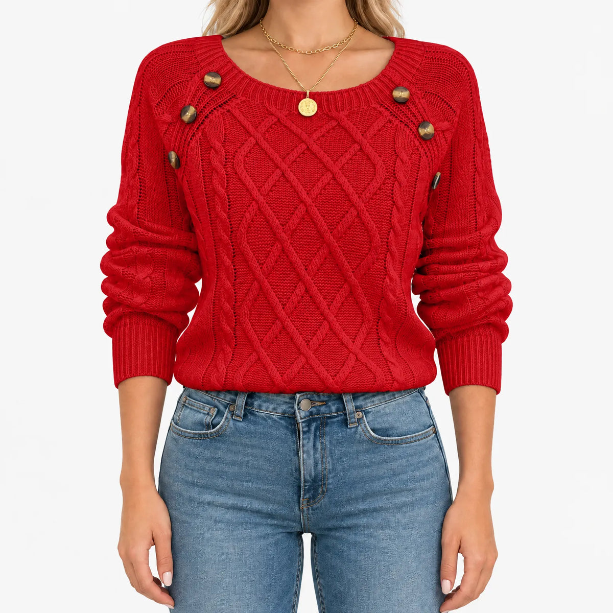 Avenel  - Textured Round Neck Knitted Jumper Layering Over Shirts