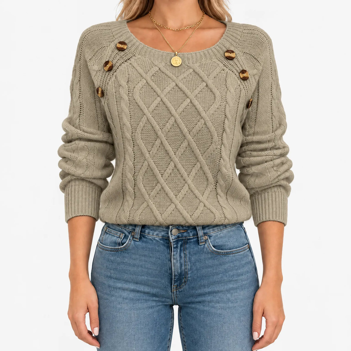 Avenel  - Textured Round Neck Knitted Jumper Layering Over Shirts
