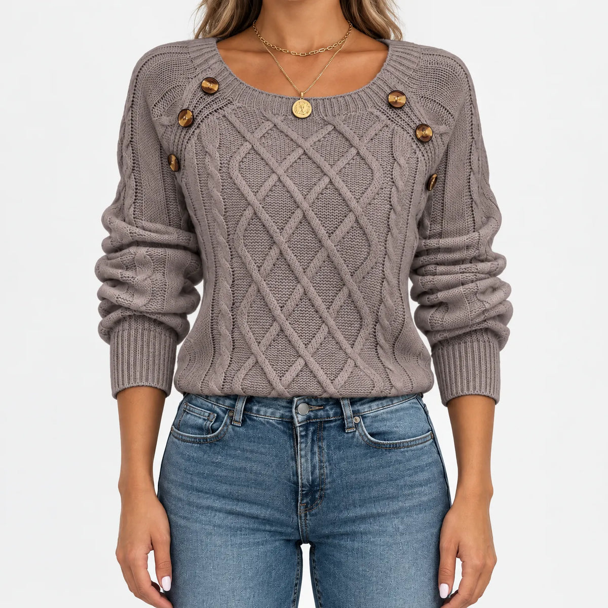 Avenel  - Textured Round Neck Knitted Jumper Layering Over Shirts
