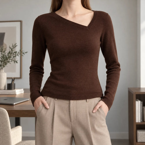 Aximia  - Asymmetrical Fine-Knit Jumper Office Layering