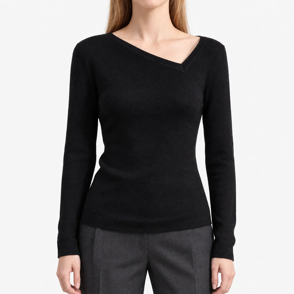 Aximia  - Asymmetrical Fine-Knit Jumper Office Layering