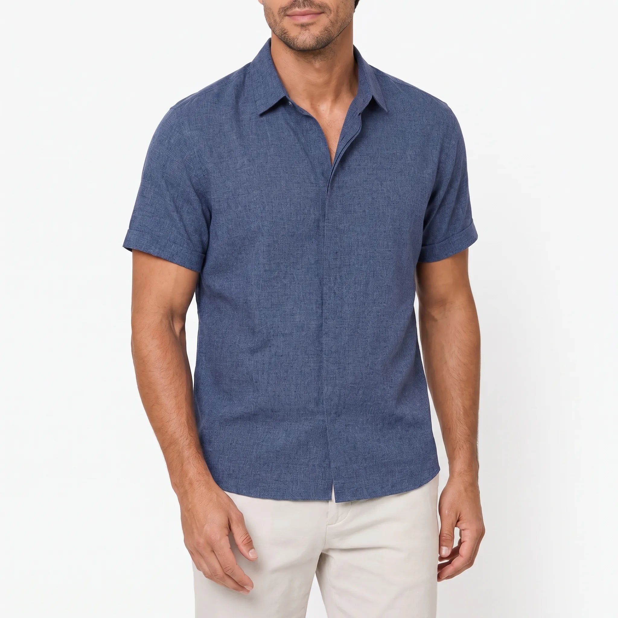 AzureBreeze  - Mens Short Sleeve Shirt Casual Summer Wear