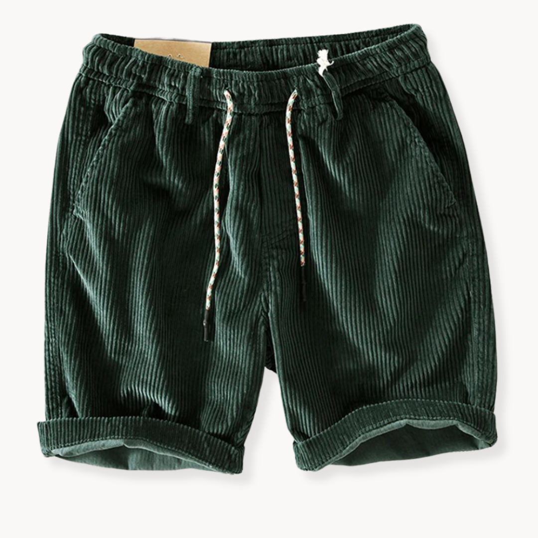 Men's ribbed shorts with elasticated drawstring waist and rolled cuffs