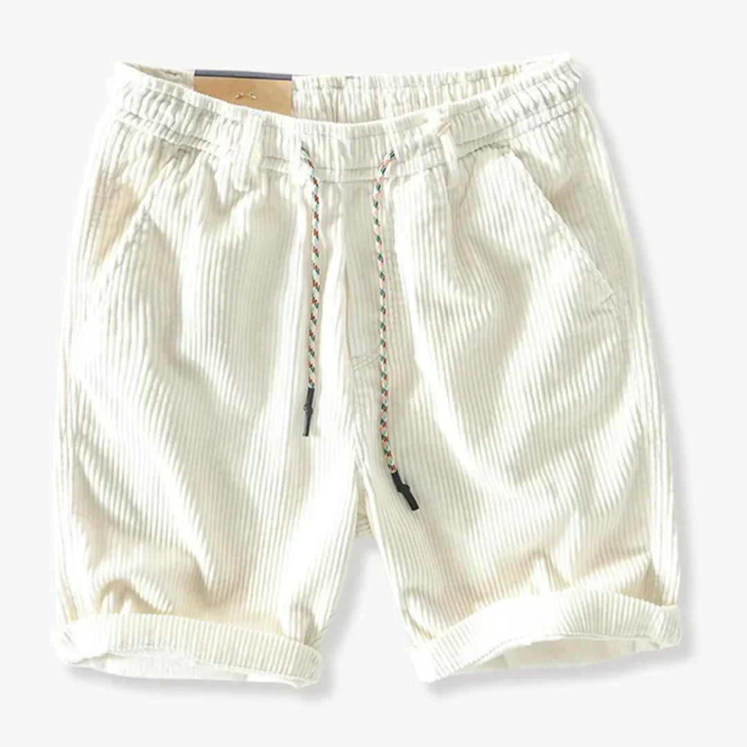 Men's ribbed shorts with elasticated drawstring waist and rolled cuffs