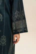 Women's multicolour printed three-piece tunic suit set with long sleeves and floral dupatta