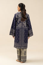 Women's floral embroidered two-piece suit with long tunic and wide-leg trousers