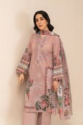Women's multicoloured floral embroidered three-piece tunic, trousers and scarf set