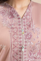 Women's multicoloured floral embroidered three-piece tunic, trousers and scarf set