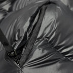 Women's black long hooded quilted puffer coat