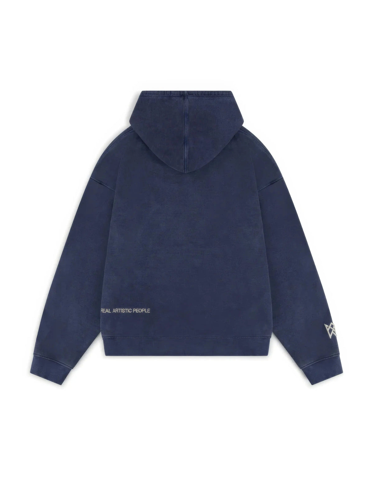 Blue hooded graphic hoodie with long sleeves and kangaroo pocket