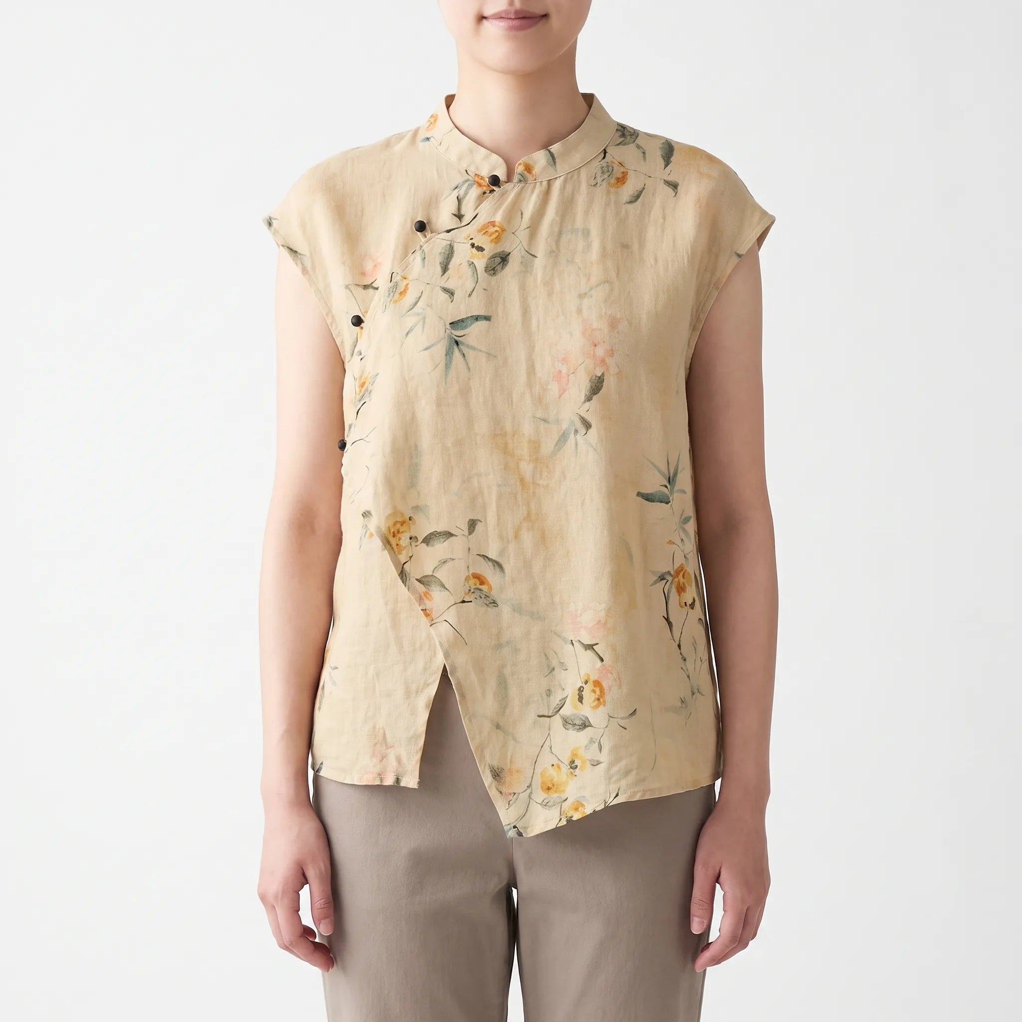 Blossma  - Sleeveless Asymmetrical Womens Blouse Warm Weather Layering