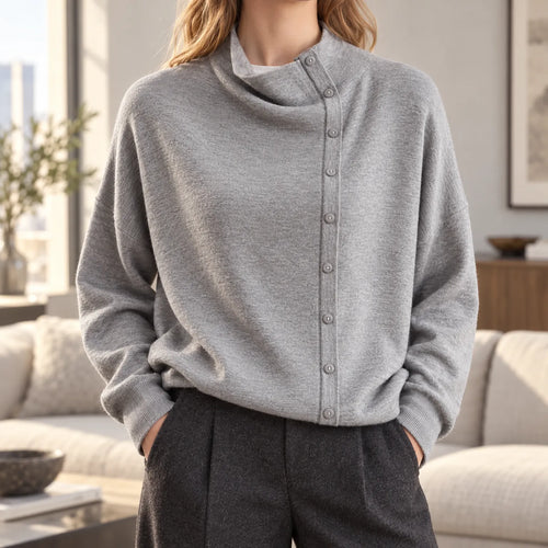 Blythea  - Asymmetrical Knit Jumper Autumn Layering