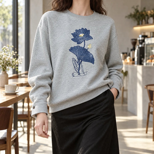 Botanica  - Embroidered Lotus Jumper Adding An Extra Layer