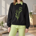 Botanix  - Embroidered Floral Jumper Layering Over Collared Shirts