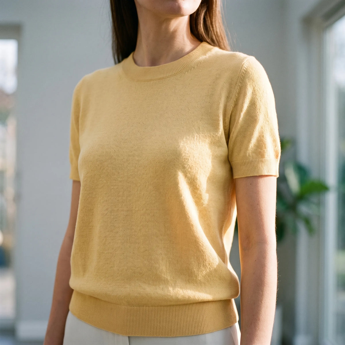 BreezeTop  - Maglione A Maniche Corte Estivo Look Casual Quotidiano