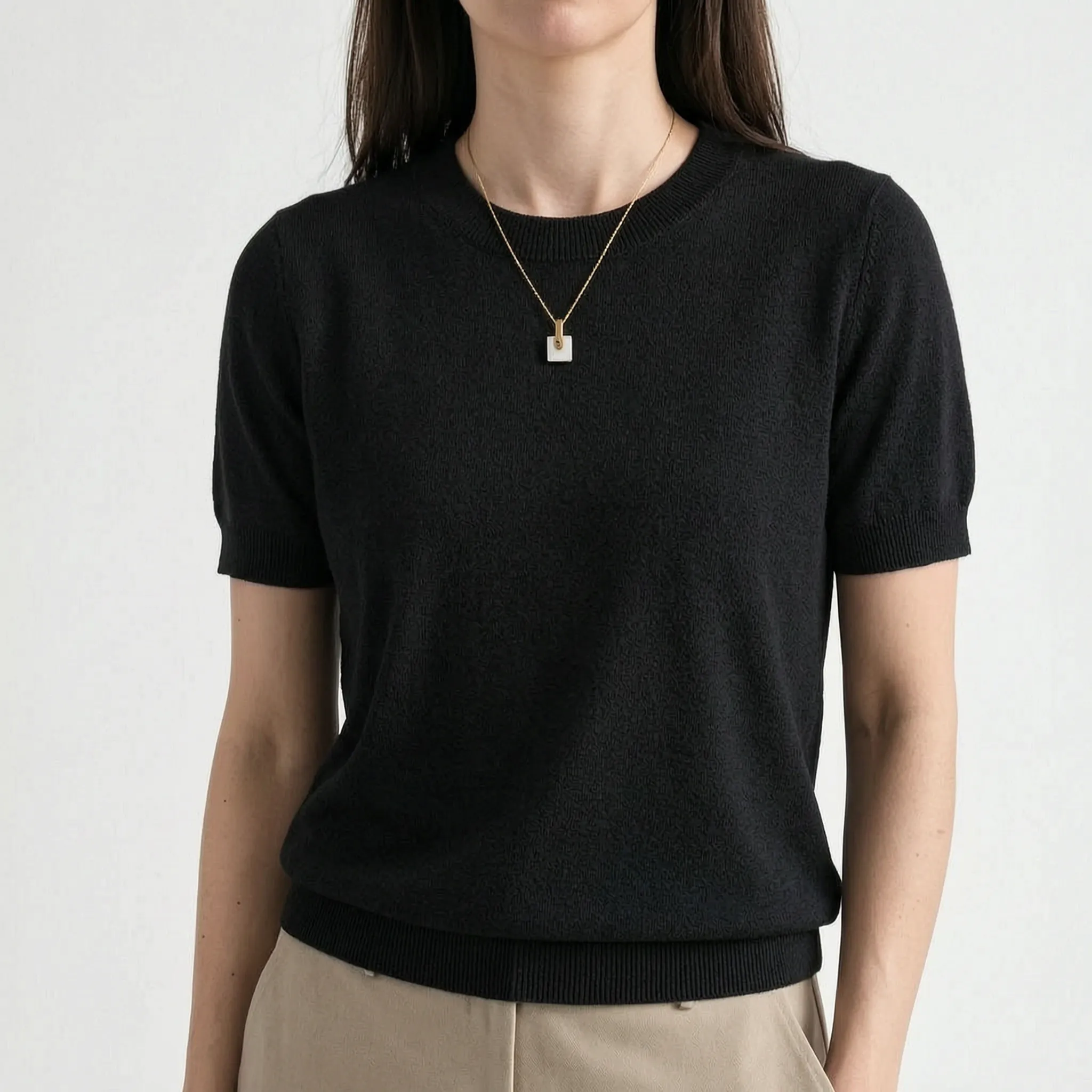 BreezeTop  - Maglione A Maniche Corte Estivo Look Casual Quotidiano