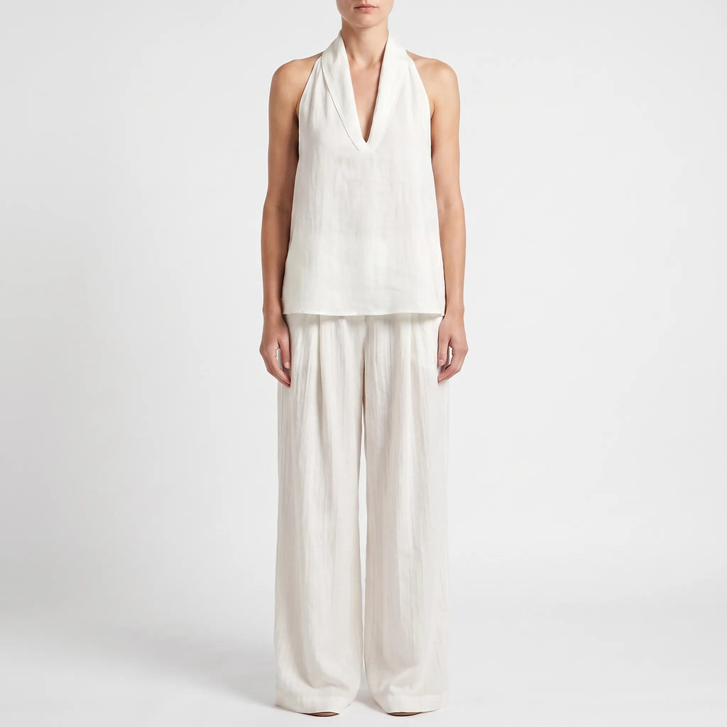 Breezly  - Flowing White Two Piece Set Warm Weather Styling