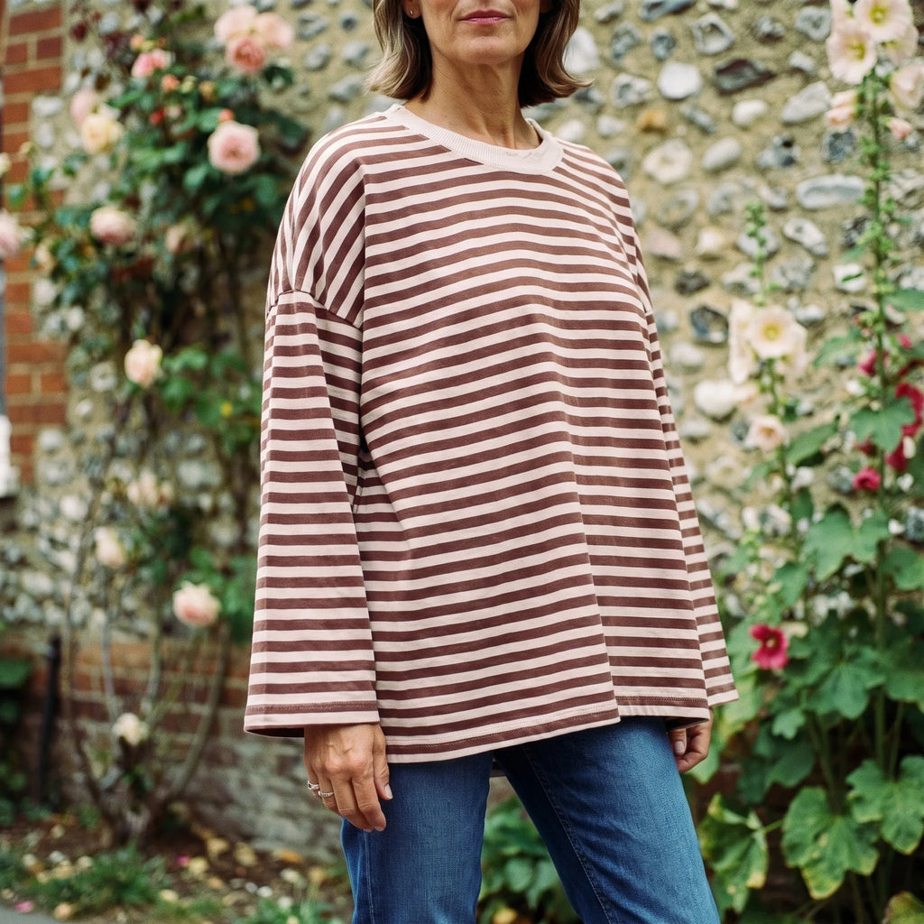 BretonTop  - Striped Long Sleeve Top Casual Layering