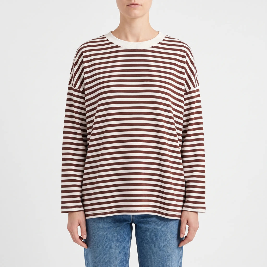 BretonTop  - Striped Long Sleeve Top Casual Layering