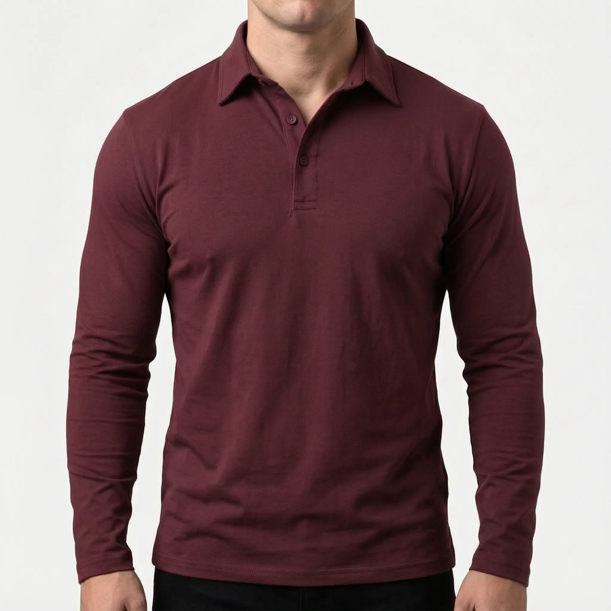 Brolton  - Men's Slim Fit Long Sleeve Polo Shirt Casual Office Wear