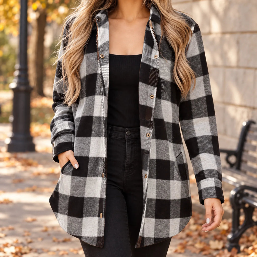 Bryxley  - Ladies Check Shirt Layering Over Tops