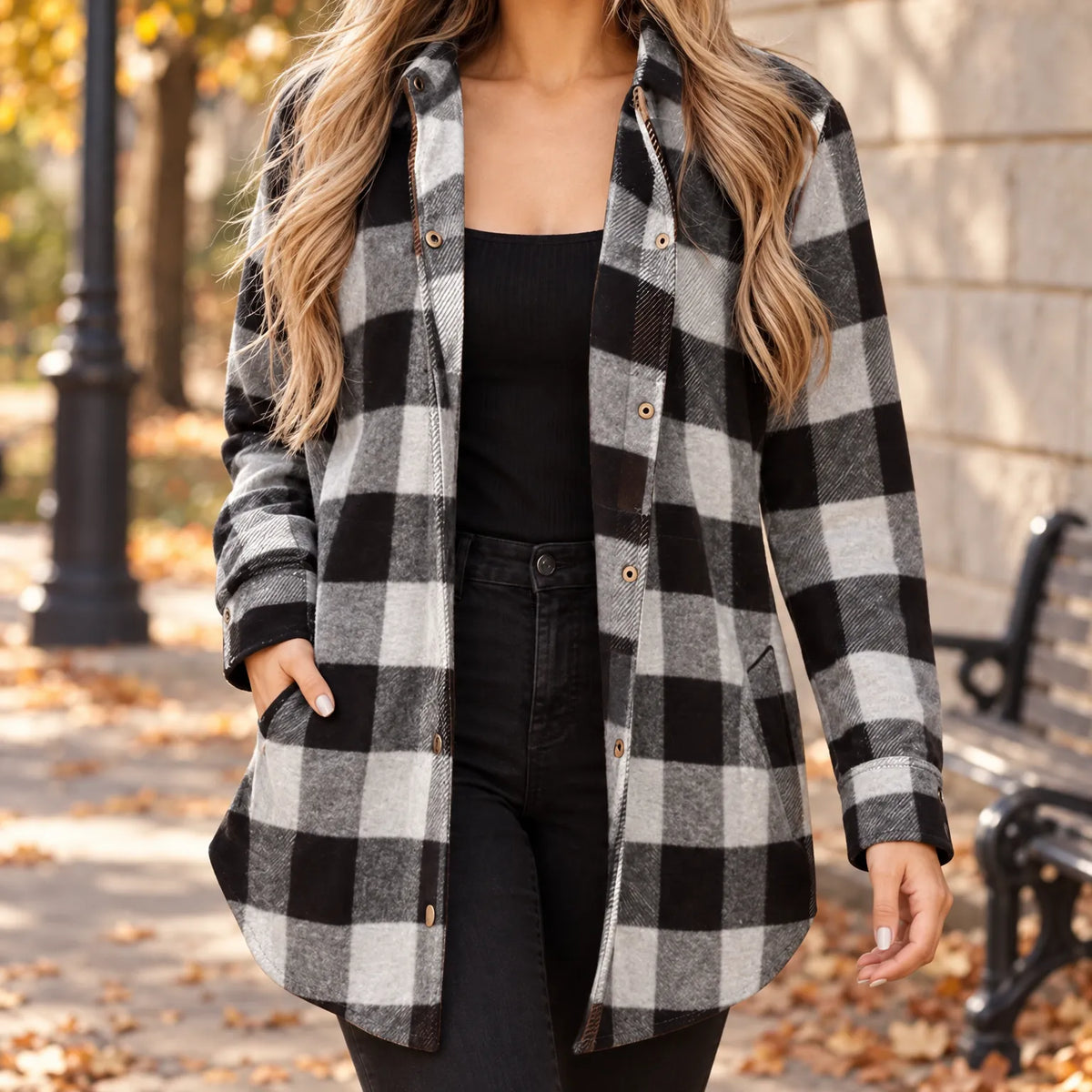 Bryxley  - Ladies Check Shirt Layering Over Tops