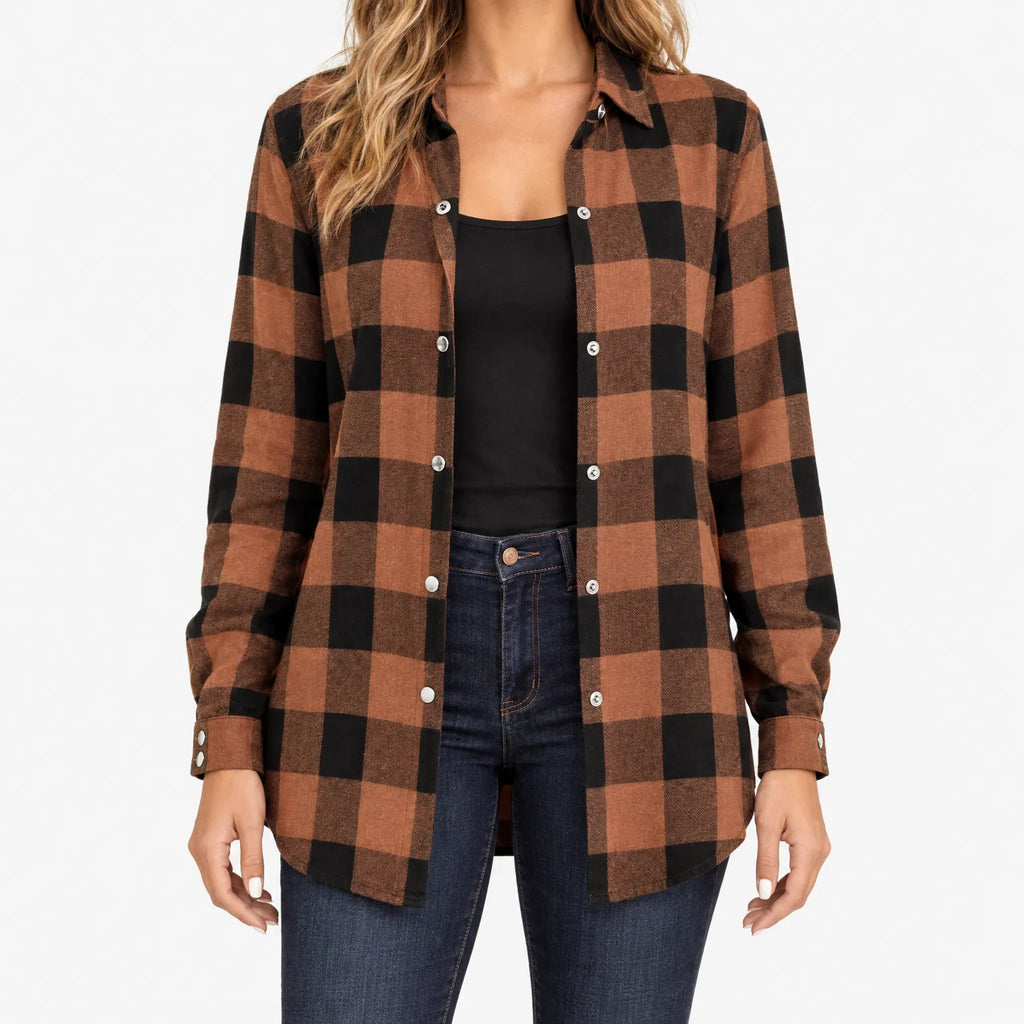 Bryxley  - Ladies Check Shirt Layering Over Tops